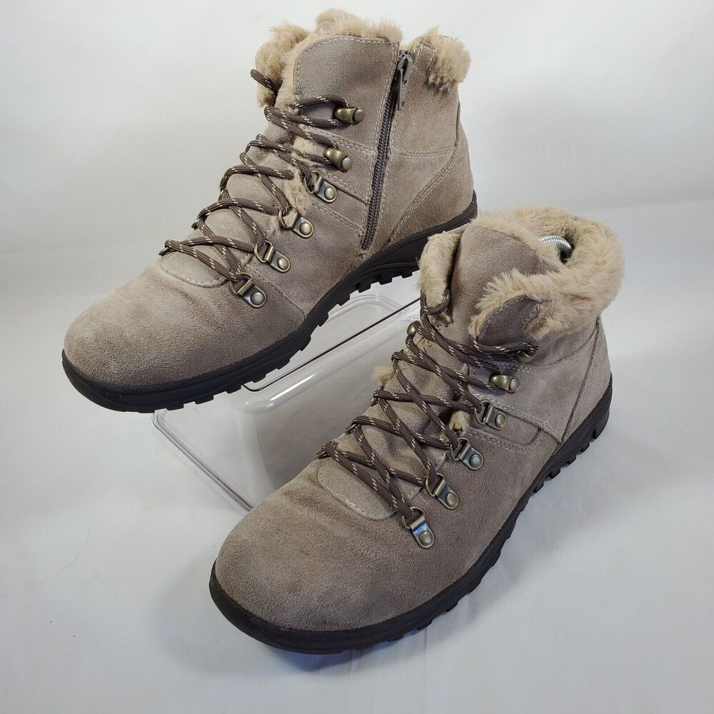 Earth Terrain Hiker Faux Fur Lined Lace-Up Hiking Boots Women's 11 M Taupe